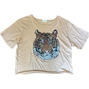 Altar’d State Tiger Graphic T‑Shirt 100% Cotton Women’s Small Cropped Tee